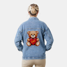 Teddy-Bär "Liebe" Damen-Denimjacke