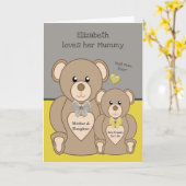 Teddy Bär Liebe du Mummy grau und gelb Karte (Gelbe Blume)