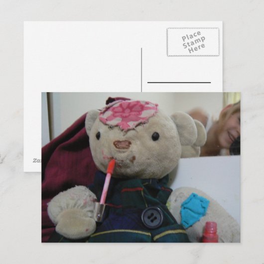 Teddy Bär Lip Gloss Postkarte (Vorne/Hinten)