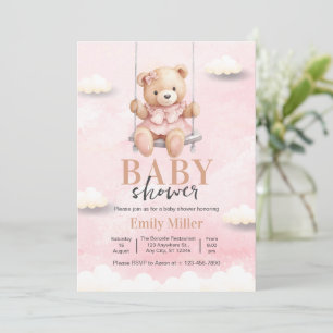 Teddy-Bär-Mädchen-Baby-Party, Rosa Baby Shower Einladung