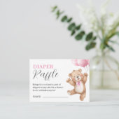 Teddy-Bär-Mädchen-Baby-Party - Rosa Windel-Raffle Begleitkarte (Stehend Vorderseite)