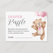 Teddy-Bär-Mädchen-Baby-Party - Rosa Windel-Raffle Begleitkarte (Vorderseite)