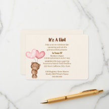 Teddy-Bär-Mädchen-Baby-Shower-Karte Einladung