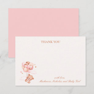 Teddy-Bär-Mädchen Rosa Kaum Erwarten Baby-Party Dankeskarte