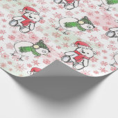 Teddy-Bär mit Aquarellfarbe und Birdie Weihnachten Geschenkpapier (Ecke)