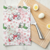 Teddy-Bär mit Aquarellfarbe und Birdie Weihnachten Geschirrtuch (Viertel Falte)