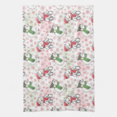 Teddy-Bär mit Aquarellfarbe und Birdie Weihnachten Geschirrtuch (Vertikal)