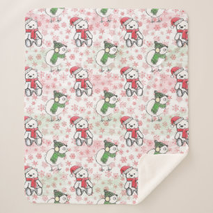 Teddy-Bär mit Aquarellfarbe und Birdie Weihnachten Sherpadecke