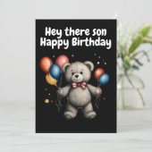 Teddy Bär mit Ballons Einladung (Stehend Vorderseite)