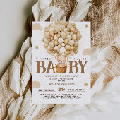 Teddy Bär mit Balloons Gold neutrale Babydusche Einladung