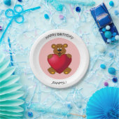 Teddy-Bär mit dem Namen des Herzinfarkts Kindergeb Pappteller (Party)