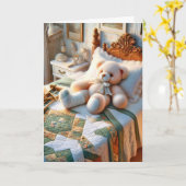 Teddy Bär mit gebrochenem Bauch Karte (Gelbe Blume)