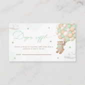 Teddy Bär mit grünem Balloons Windelwindeln Begleitkarte (Vorderseite)