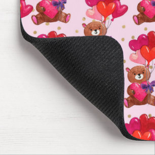 Teddy Bär mit Herz-Balloons Muster Mousepad