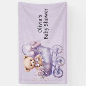 Teddy Bär mit Lavendel Carriage Girl Baby Shooter Banner (Vertikal)