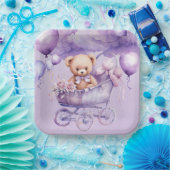 Teddy Bär mit Lavendel Carriage Girl Baby Shooter Pappteller (Party)