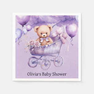 Teddy Bär mit Lavendel Carriage Girl Baby Shooter Serviette
