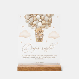 Teddy Bär mit Neutral Balloon Diaper Raffle Acrylschild