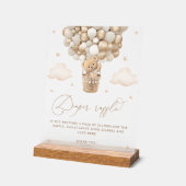 Teddy Bär mit Neutral Balloon Diaper Raffle Acrylschild (Winkel)