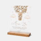 Teddy Bär mit neutralen Balloons Mimosa Bar Acrylschild (Winkel)