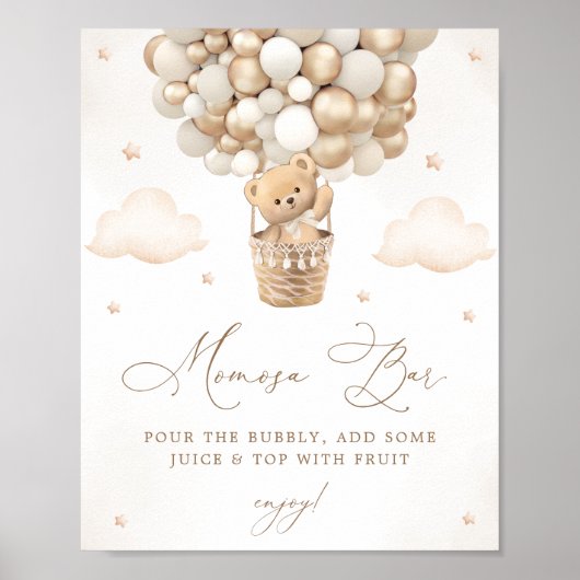Teddy Bär mit neutralen Balloons Mimosa Bar Poster (Vorne)