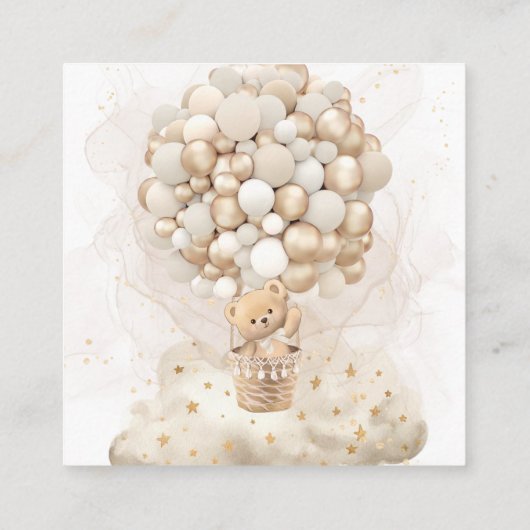 Teddy Bär mit neutralen Balloons Windelwindelruder Begleitkarte (Rückseite)