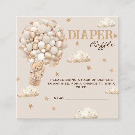 Teddy Bär mit neutralen Balloons Windelwindelruder Begleitkarte (Vorderseite)