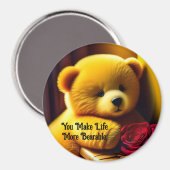 Teddy Bär mit Rose Magnet (Vorderseite/Rückseite)