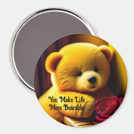 Teddy Bär mit Rose Magnet (Vorderseite/Rückseite)