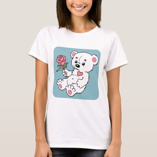 Teddy-Bär mit Rose T-Shirt (Vorderseite)