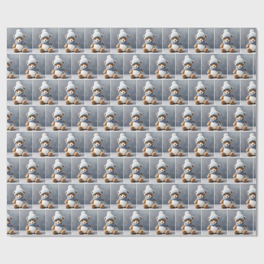 Teddy Bär mit Scarf und Hut Geschenkpapier (Flach)