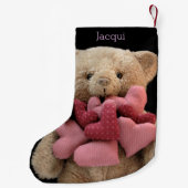 Teddy Bär mit Stoffherzen Kleiner Weihnachtsstrumpf (Rückseite)