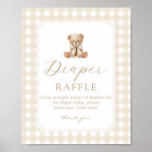 Teddy-Bär neutrale Windel Tombola Gingham Poster (Vorne)