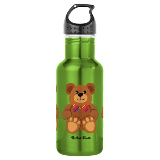 Teddy Bär Niedlich Kinder Wasserflasche mit Name (Vorderseite)