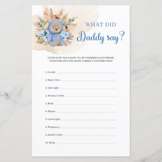 Teddy Bär Pampas Gras blühend Was Daddy gesagt hat (Vorderseite)