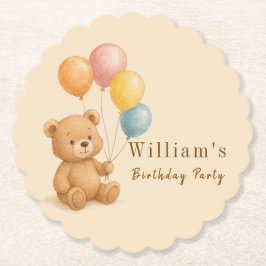 Teddy Bar Paper Untersetzer mit Pastellballons