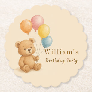 Teddy Bar Paper Untersetzer mit Pastellballons