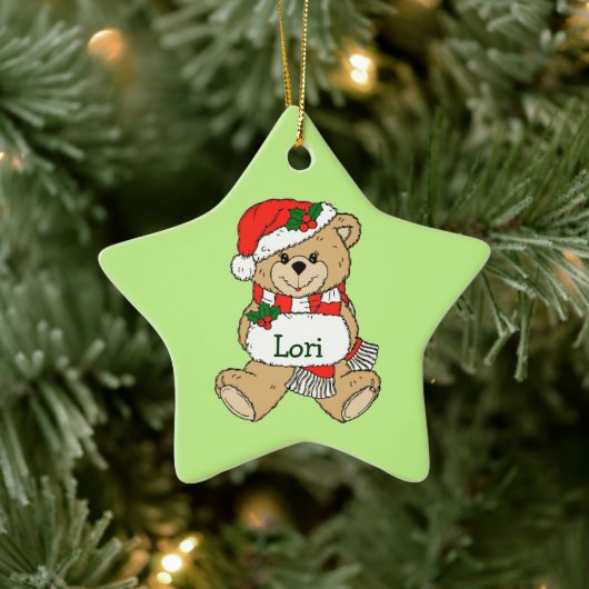 Teddy Bar Personalisierter Weihnachtsgeschmack Keramik Ornament (Baum)