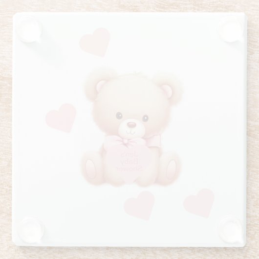 Teddy Bar Pink Hearts Glasuntersetzer (Rückseite)