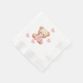 Teddy Bar Pink Hearts Serviette (Ecke)