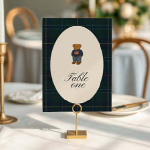Teddy-Bär-Polo-Baby-Shower-Tischnummernkarte Einladung