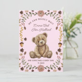 Teddy Bar Pregnancy Pink Girl Ankündigung (Stehend Vorderseite)