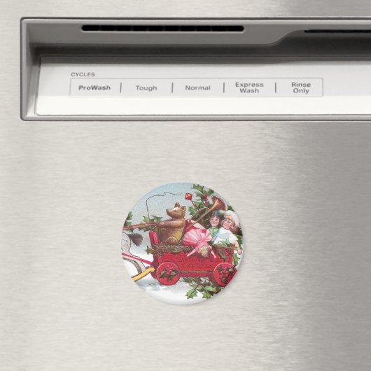 Teddy Bär, Puppen und Wagon Weihnachten Magnet (In Situ (Geschirrspüler))