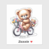 Teddy Bär Reiten eines Fahrrads Aufkleber (Blatt)