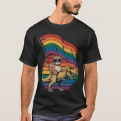 Teddy Bär reitet Dinosaurier und winkt Regenbogenf T-Shirt (Vorderseite)