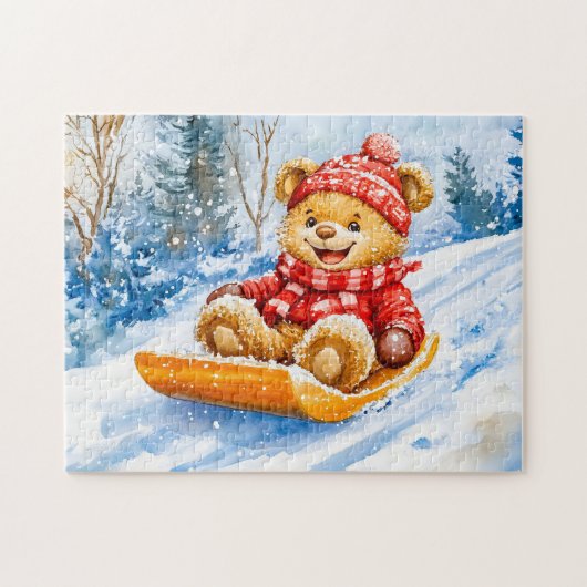 Teddy Bär Rodelbahn im Winter Puzzle (Horizontal)