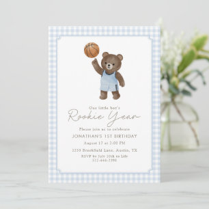 Teddy Bär Rookie Jahr 1. Geburtstag Basketball Einladung