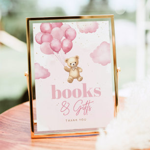 Teddy Bär rosa Ballons Bücher und Geschenke Poster