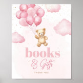 Teddy Bär rosa Ballons Bücher und Geschenke Poster (Vorne)