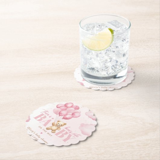 Teddy Bär Rosa Beary niedliche Babydusche Untersetzer (Vor Ort)